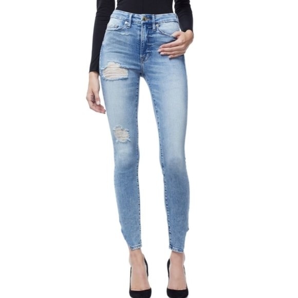 Good American Denim - Good American Good Waist Side Triangle Crop Skinny